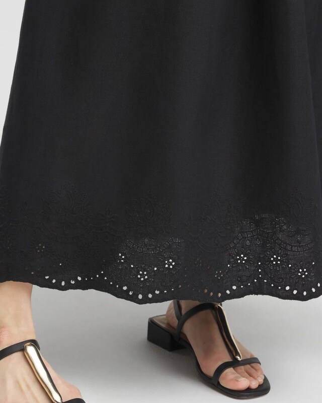 Linen Embroidered Scallop Hem Skirt - image 4